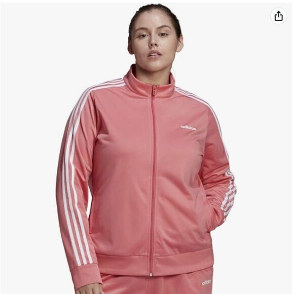 Adidas Essentials 3-Stripe Track Jacket Hazy Rose Pink Small - Picture 1 of 6